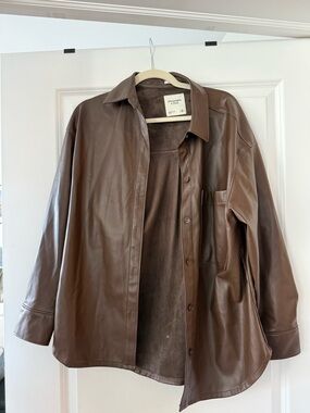Abercrombie & Fitch Chocolate Brown Leather Shirt Jacket